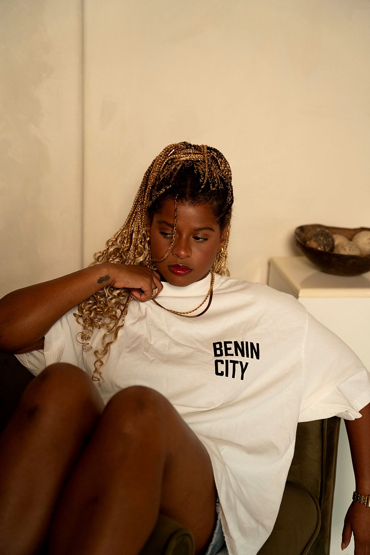 Benin City Tee (Black Text)